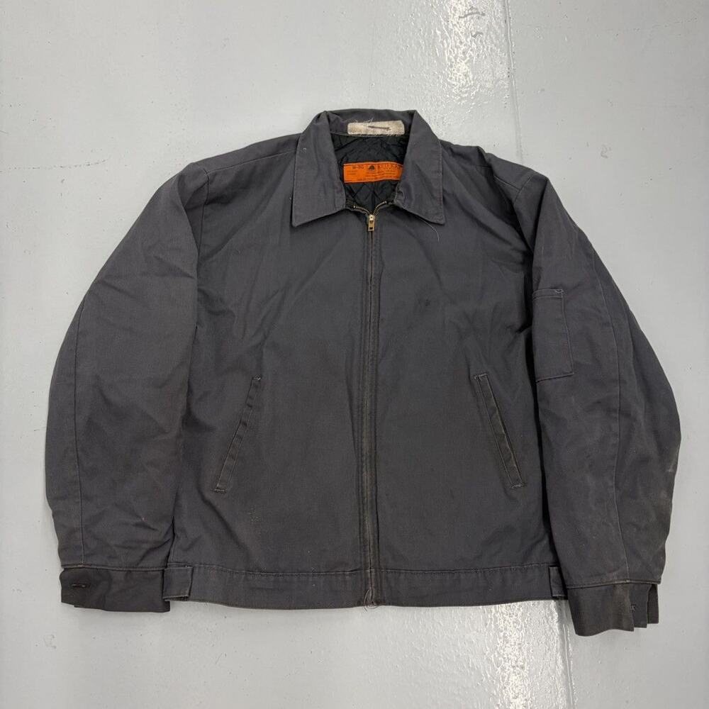 Vintage 70s Red Kap Grey Canvas Workwear Mechanics Jacket